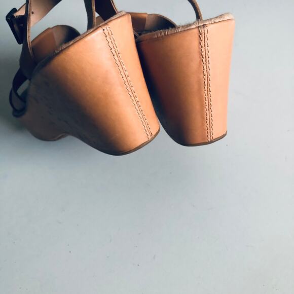 Kork-Ease 'Emilie' SZ 10 Tan Leather Wedge Comfort Sandal Platform - Picture 12 of 15